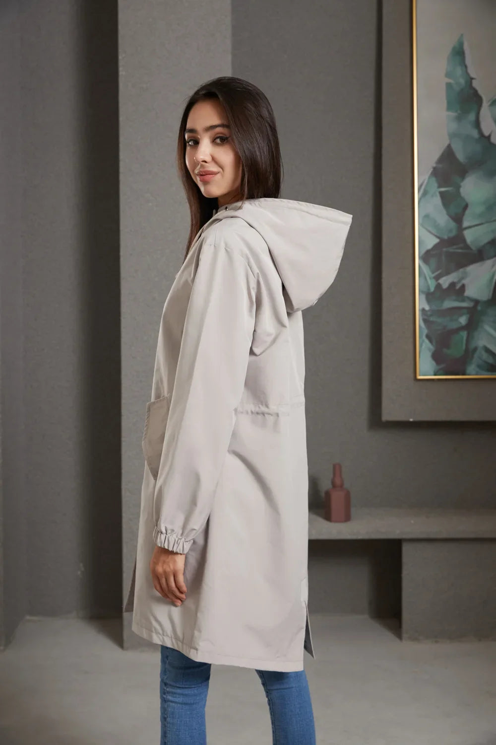 CALORA_ Luce | Trenchcoat met Capuchon en knopen