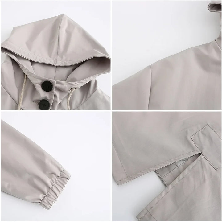 CALORA_ Luce | Trenchcoat met Capuchon en knopen