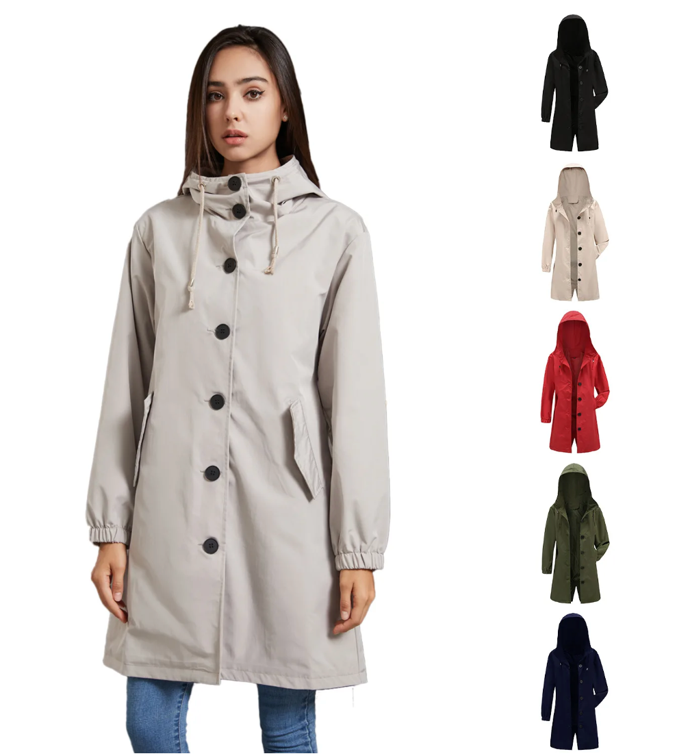CALORA_ Luce | Trenchcoat met Capuchon en knopen