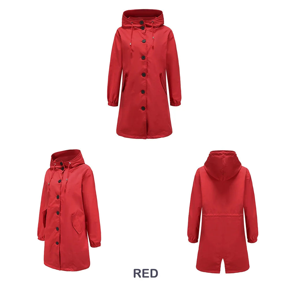 CALORA_ Luce | Trenchcoat met Capuchon en knopen