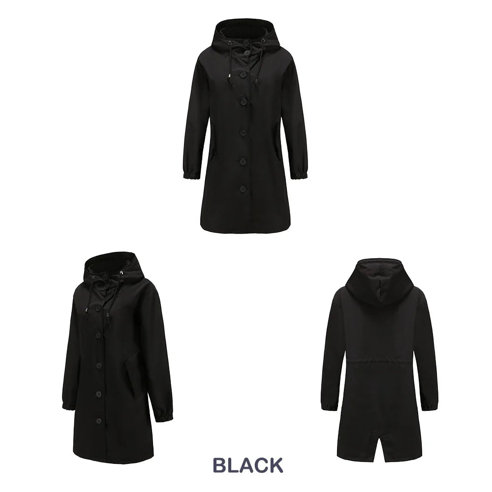 CALORA_ Luce | Trenchcoat met Capuchon en knopen
