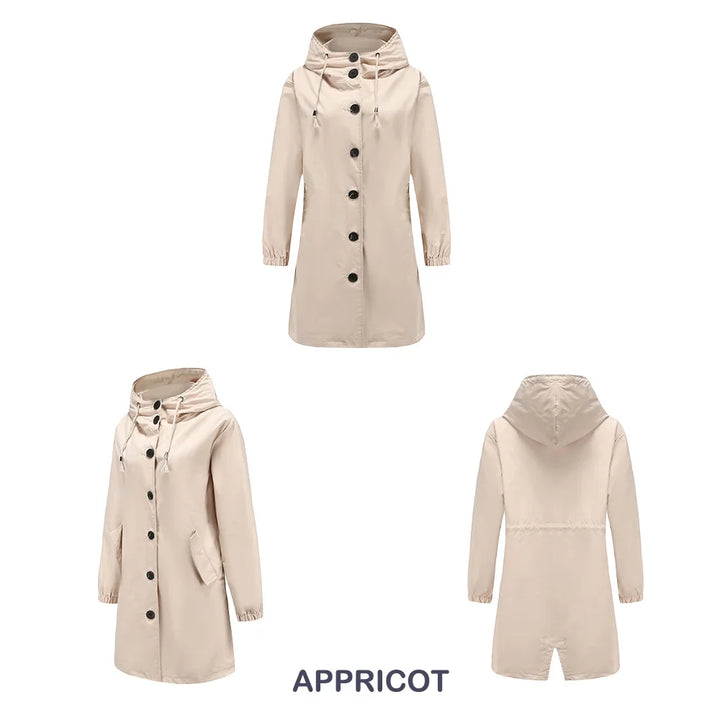CALORA_ Luce | Trenchcoat met Capuchon en knopen