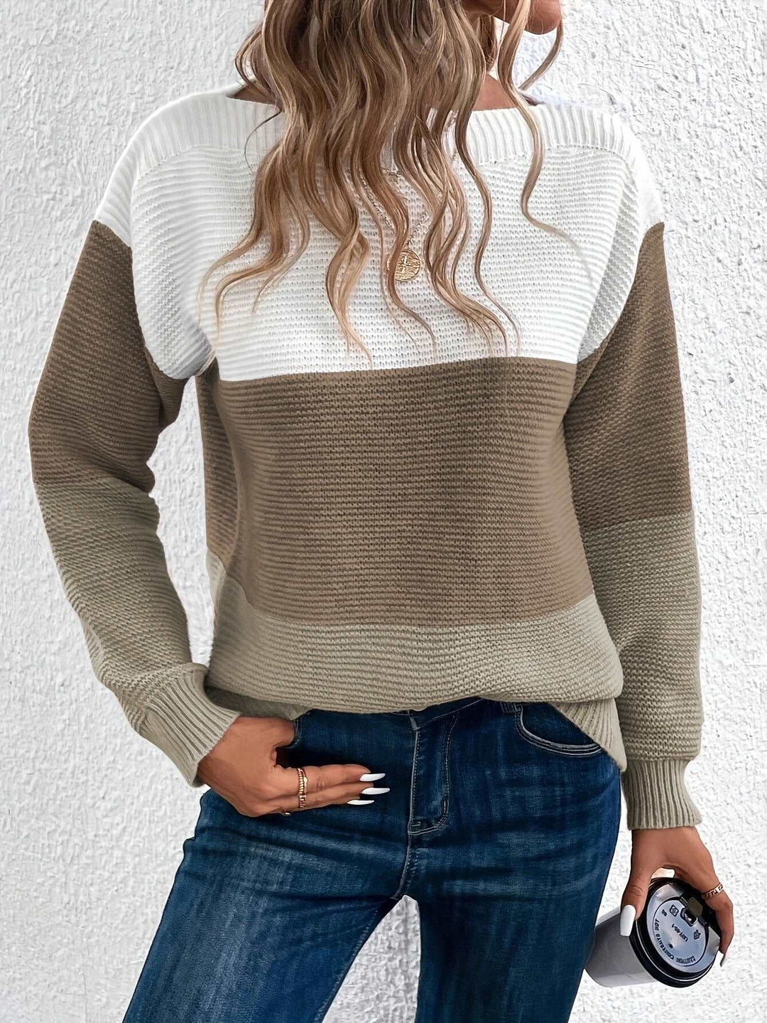 CALORA_ Luchtige Gestreepte Warme Sweater
