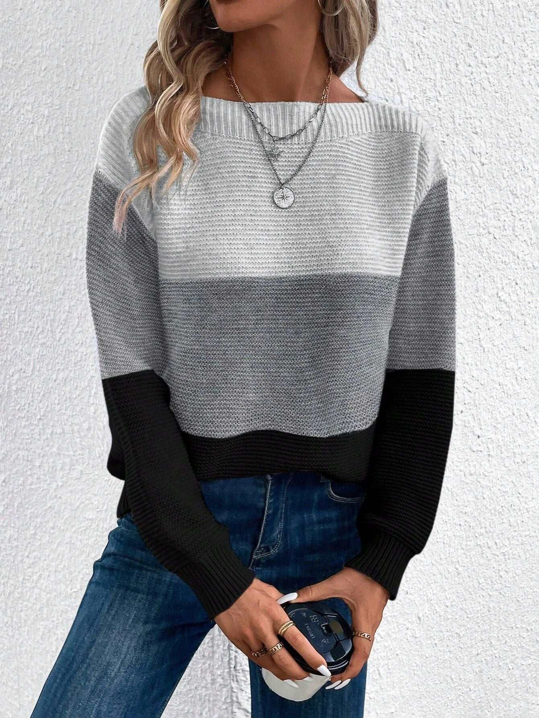 CALORA_ Luchtige Gestreepte Warme Sweater