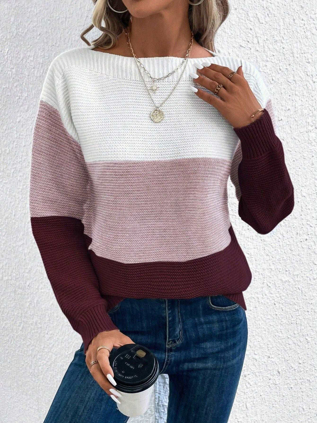 CALORA_ Luchtige Gestreepte Warme Sweater