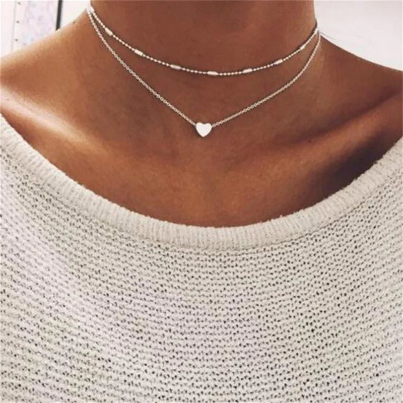 CALORA_ Lunelle | Parel Choker hartjes Ketting voor Vrouwen