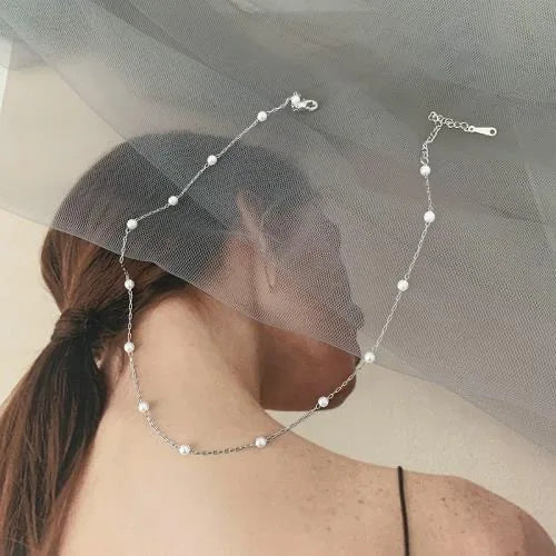 CALORA_ Lunelle | Parel Choker hartjes Ketting voor Vrouwen