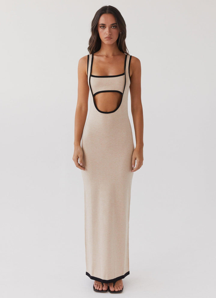 CALORA_ Luxe Elegante maxi feest Jurk met open rug
