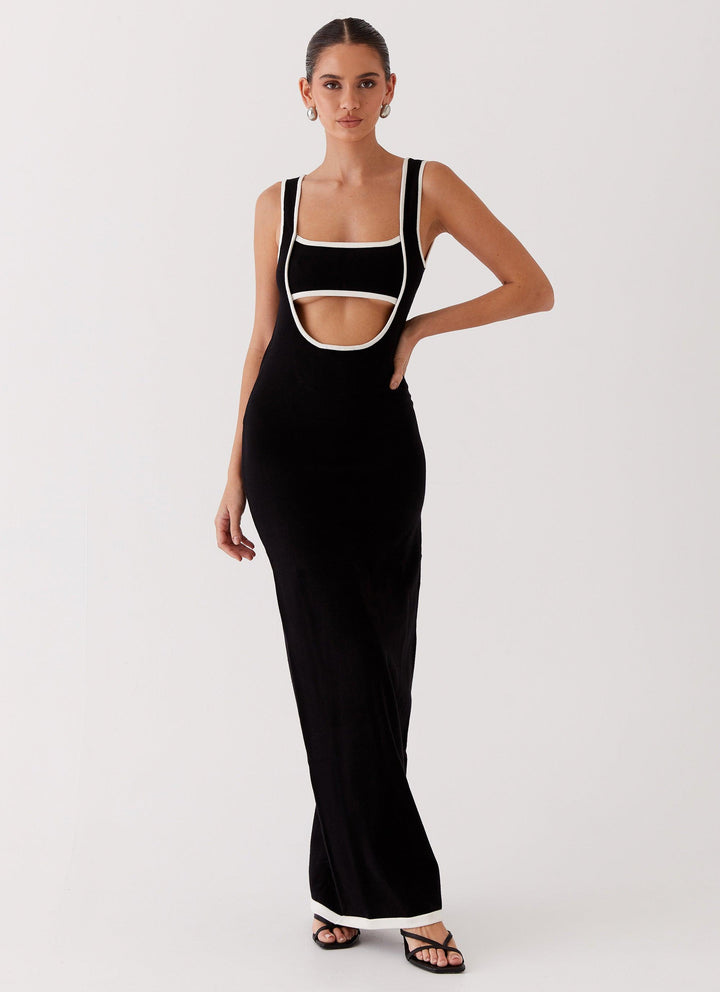 CALORA_ Luxe Elegante maxi feest Jurk met open rug