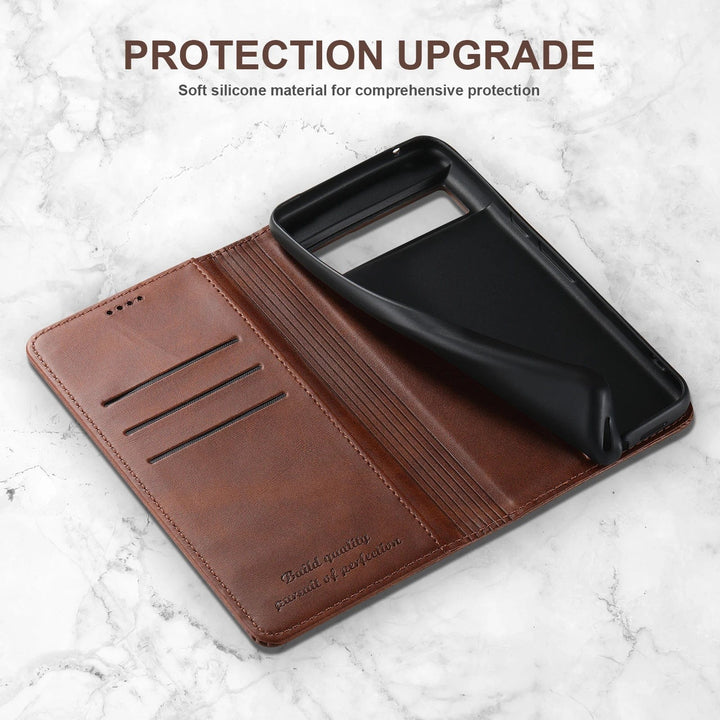 CALORA_ Luxe Leren Portemonnee Hoes voor Google Pixel met Magnetische Kaartenhouder
