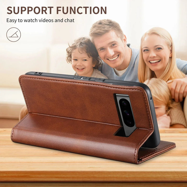 CALORA_ Luxe Leren Portemonnee Hoes voor Google Pixel met Magnetische Kaartenhouder