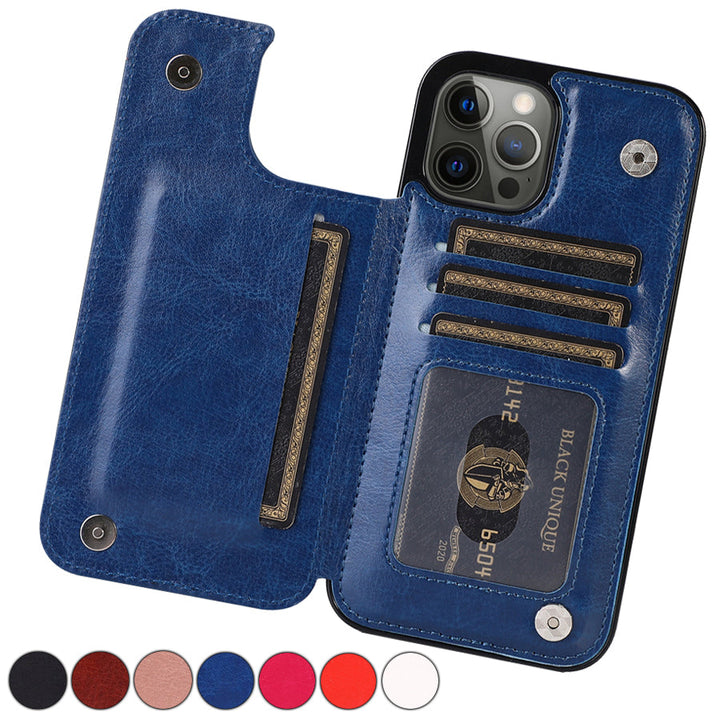 CALORA_ Luxe Leren Telefoonhoes Kaartvakken Magnetische Sluiting