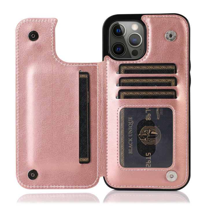 CALORA_ Luxe Leren Telefoonhoes Kaartvakken Magnetische Sluiting