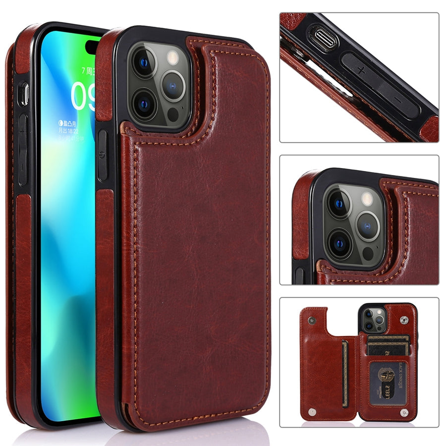 CALORA_ Luxe Leren Telefoonhoes Kaartvakken Magnetische Sluiting