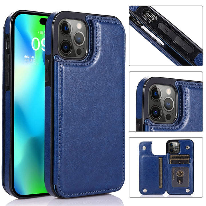 CALORA_ Luxe Leren Telefoonhoes Kaartvakken Magnetische Sluiting