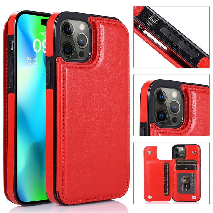 CALORA_ Luxe Leren Telefoonhoes Kaartvakken Magnetische Sluiting