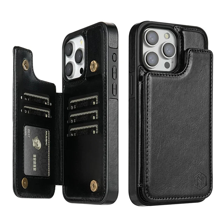 CALORA_ Luxe Leren Telefoonhoes Kaartvakken Magnetische Sluiting