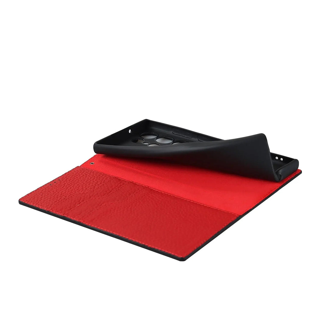 CALORA_ Luxe Leren Portemonnee Wallet Case met Kickstand voor Samsung Galaxy S23 Ultra