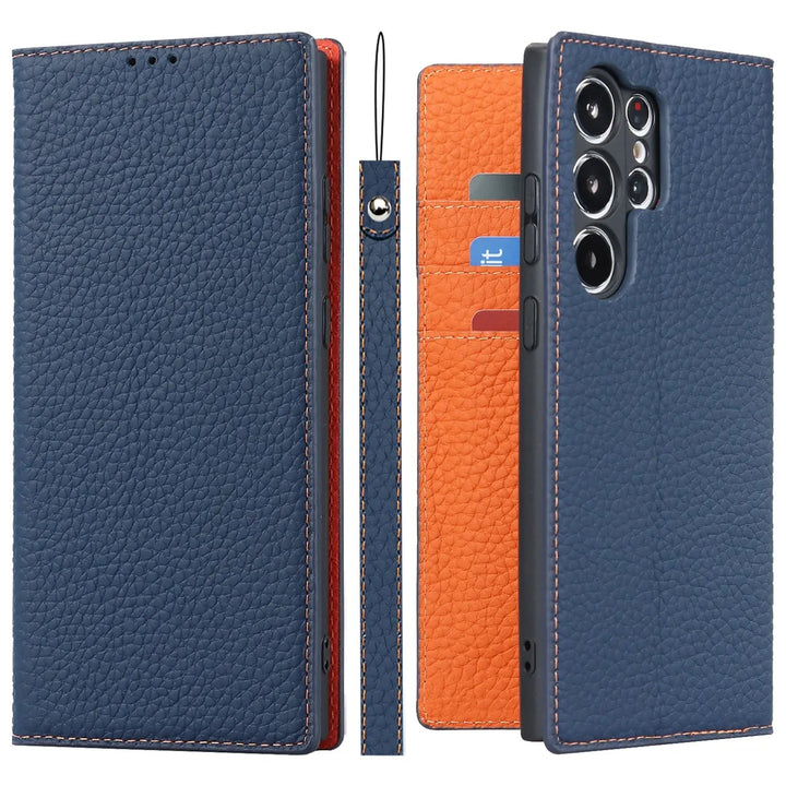 CALORA_ Luxe Leren Portemonnee Wallet Case met Kickstand voor Samsung Galaxy S23 Ultra