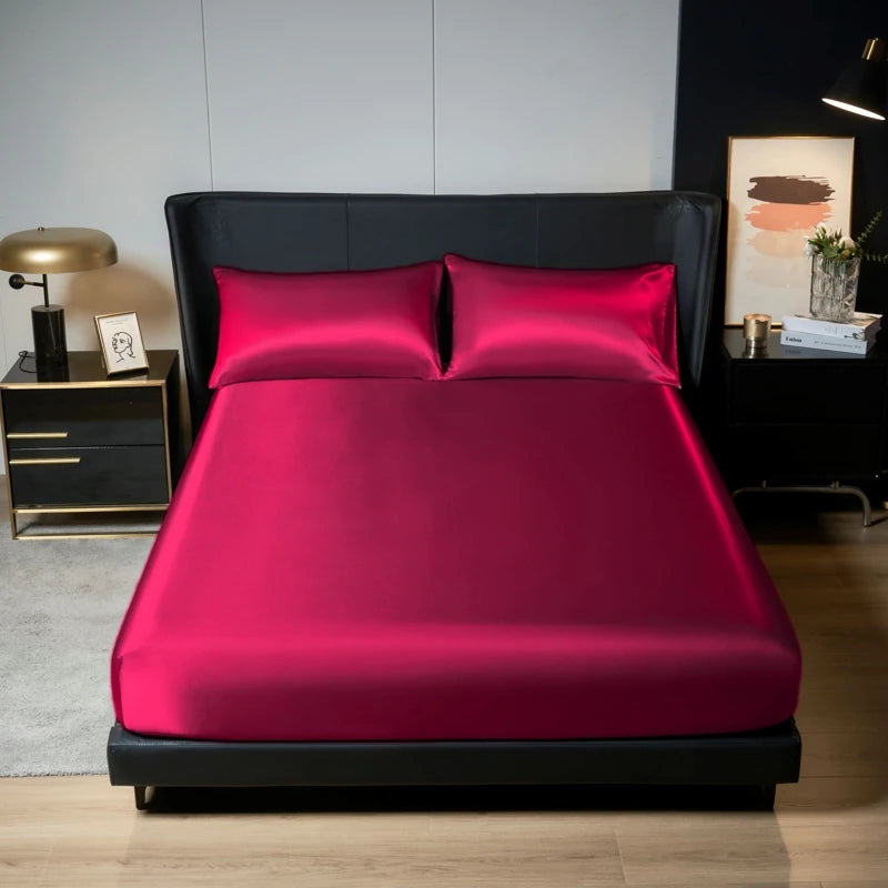 CALORA_ Luxe Satijnen Bedlinnen Set 3 Stuks met Elastische Band