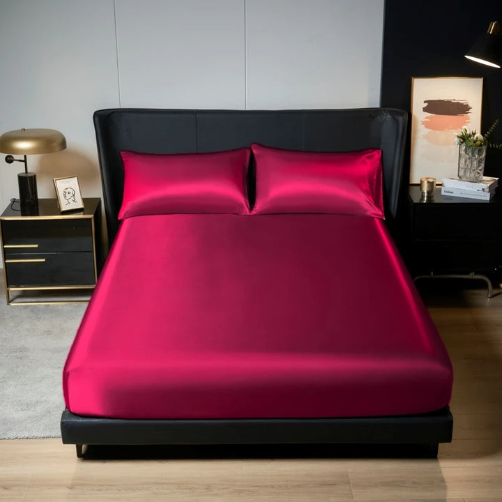 CALORA_ Luxe Satijnen Bedlinnen Set 3 Stuks met Elastische Band