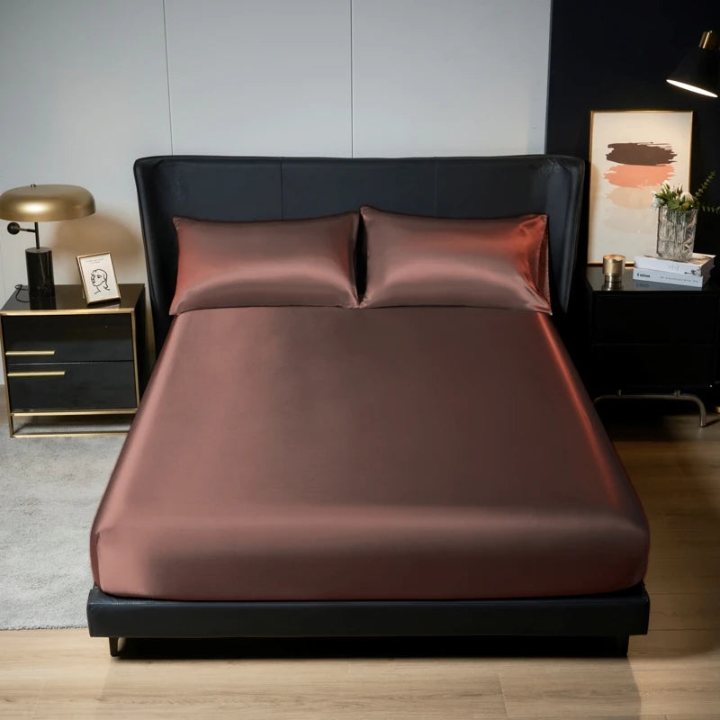 CALORA_ Luxe Satijnen Bedlinnen Set 3 Stuks met Elastische Band
