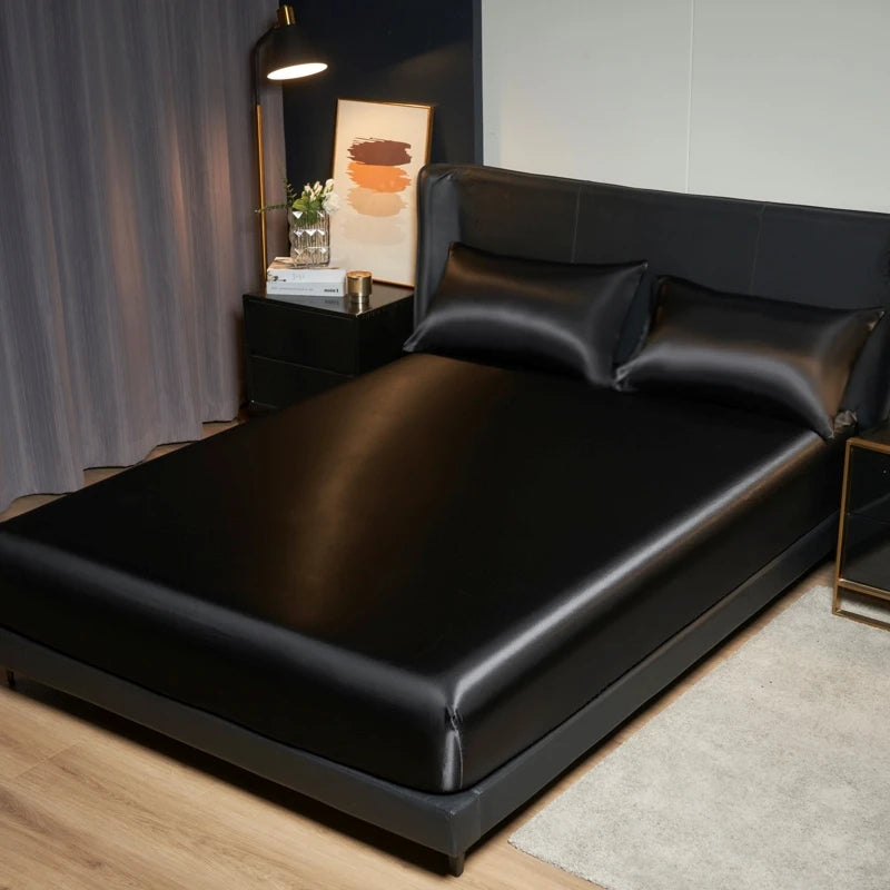 CALORA_ Luxe Satijnen Bedlinnen Set 3 Stuks met Elastische Band