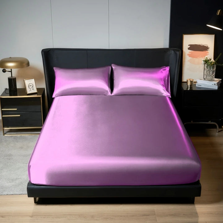 CALORA_ Luxe Satijnen Bedlinnen Set 3 Stuks met Elastische Band