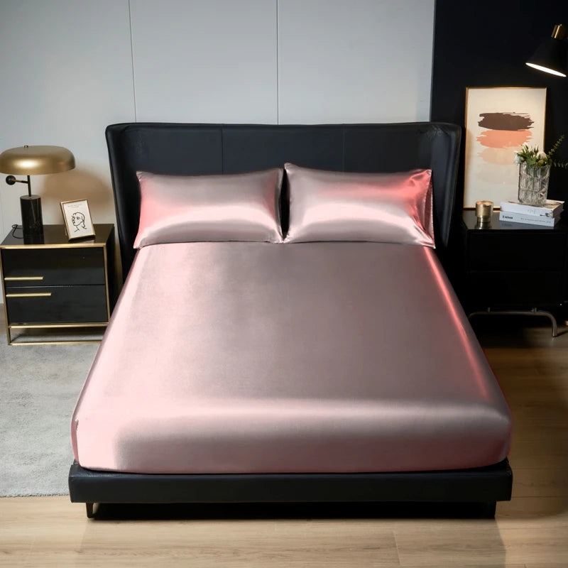 CALORA_ Luxe Satijnen Bedlinnen Set 3 Stuks met Elastische Band