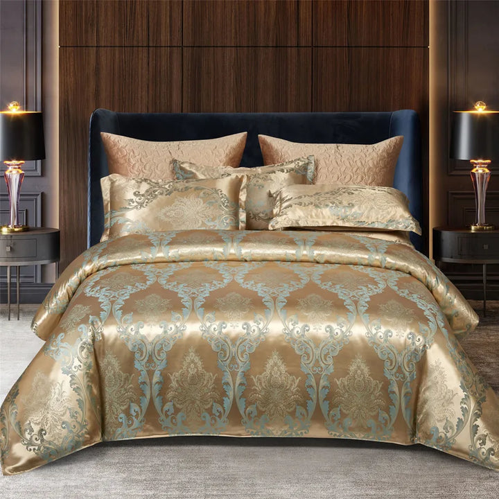 CALORA_ Luxe Tweepersoonsbed Dekbed Beddengoed Set Satijn Rayon Jacquard 220x240