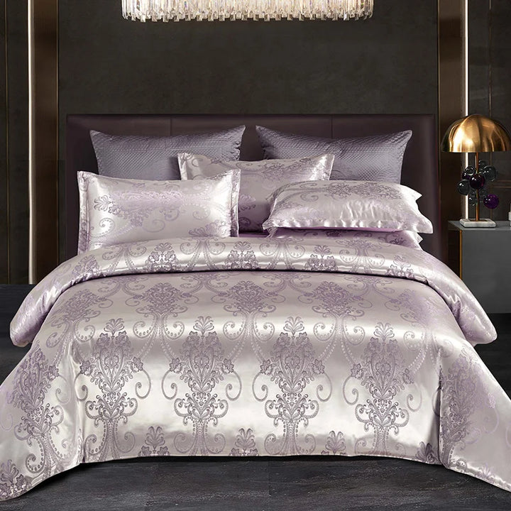 CALORA_ Luxe Tweepersoonsbed Dekbed Beddengoed Set Satijn Rayon Jacquard 220x240
