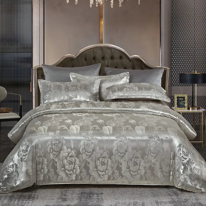 CALORA_ Luxe Tweepersoonsbed Dekbed Beddengoed Set Satijn Rayon Jacquard 220x240