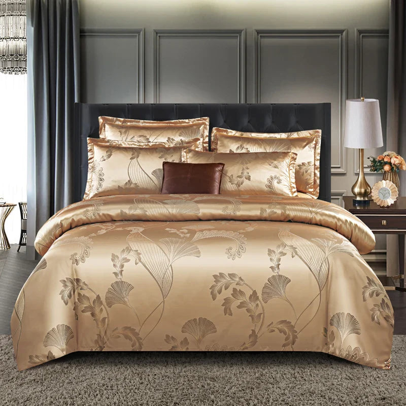 CALORA_ Luxe Tweepersoonsbed Dekbed Beddengoed Set Satijn Rayon Jacquard 220x240