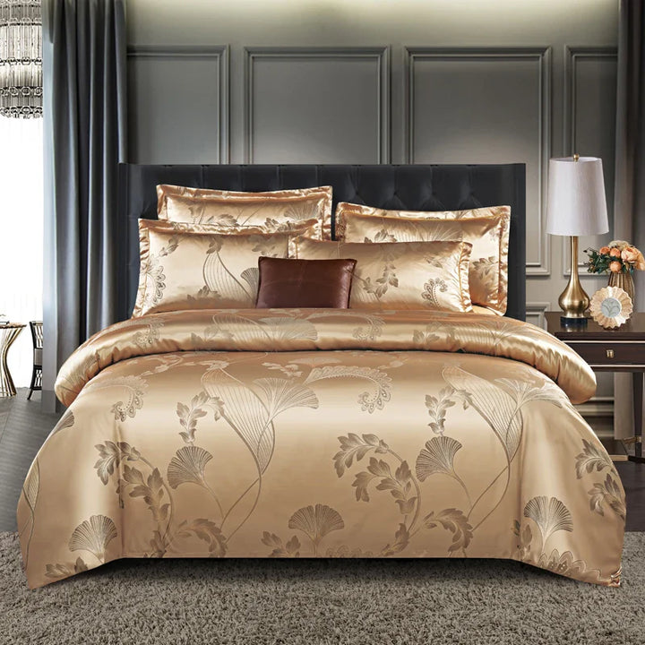 CALORA_ Luxe Tweepersoonsbed Dekbed Beddengoed Set Satijn Rayon Jacquard 220x240
