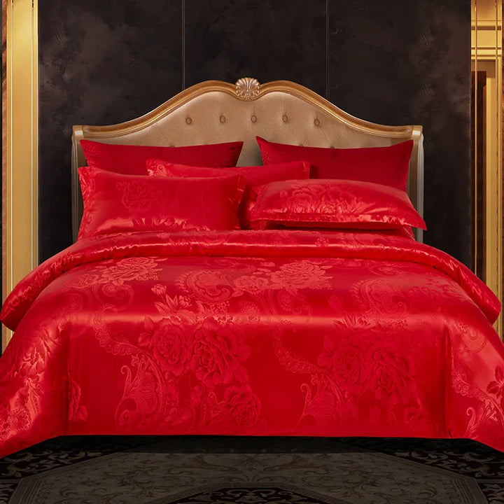 CALORA_ Luxe Tweepersoonsbed Dekbed Beddengoed Set Satijn Rayon Jacquard 220x240