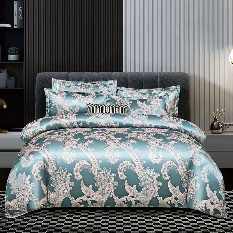 CALORA_ Luxe Tweepersoonsbed Dekbed Beddengoed Set Satijn Rayon Jacquard 220x240