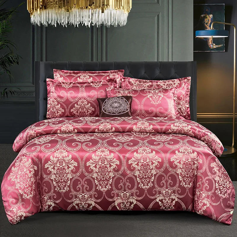 CALORA_ Luxe Tweepersoonsbed Dekbed Beddengoed Set Satijn Rayon Jacquard 220x240