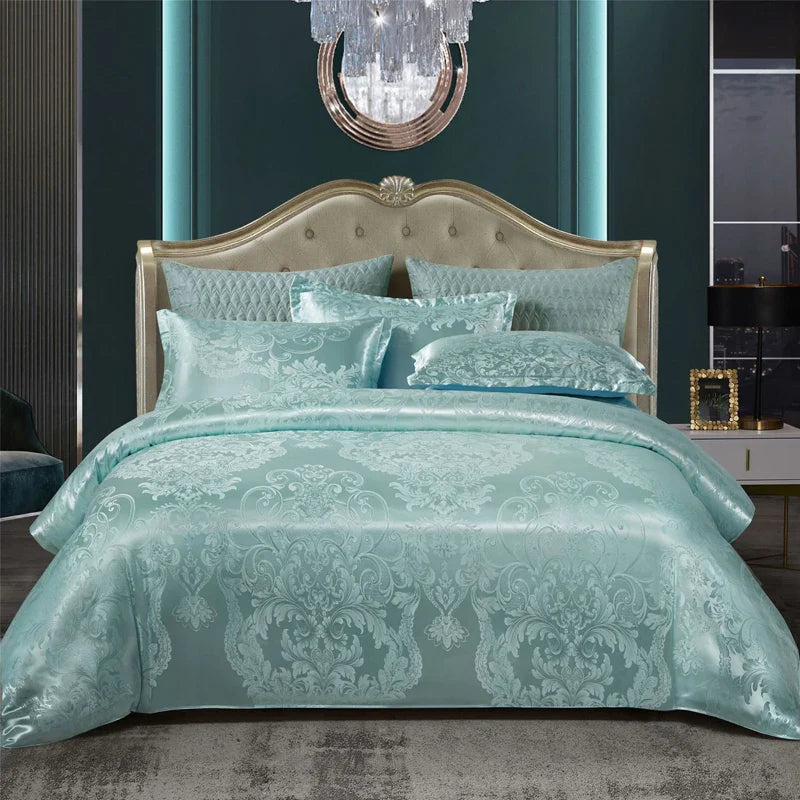 CALORA_ Luxe Tweepersoonsbed Dekbed Beddengoed Set Satijn Rayon Jacquard 220x240
