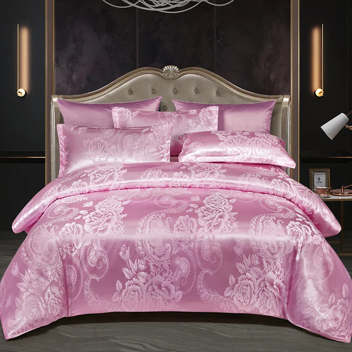 CALORA_ Luxe Tweepersoonsbed Dekbed Beddengoed Set Satijn Rayon Jacquard 220x240