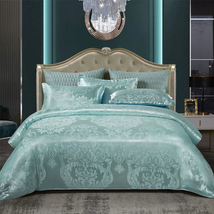 CALORA_ Luxe Tweepersoonsbed Dekbed Beddengoed Set Satijn Rayon Jacquard 220x240