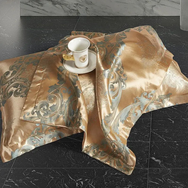 CALORA_ Luxe Tweepersoonsbed Dekbed Beddengoed Set Satijn Rayon Jacquard 220x240