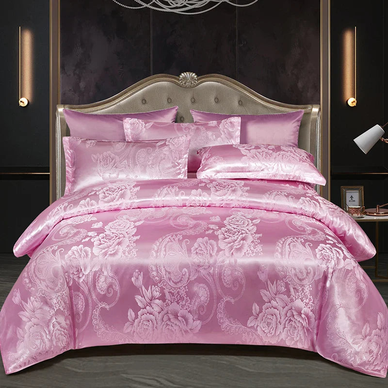 CALORA_ Luxe Tweepersoonsbed Dekbed Beddengoed Set Satijn Rayon Jacquard 220x240