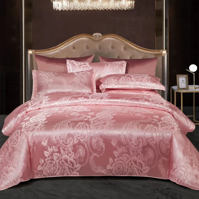 CALORA_ Luxe Tweepersoonsbed Dekbed Beddengoed Set Satijn Rayon Jacquard 220x240
