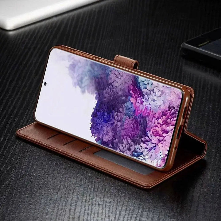 CALORA_ Luxe Vintage Leren Portemonnee Hoes voor Samsung Galaxy Telefoon