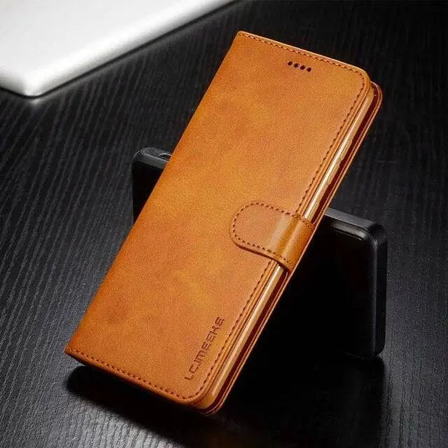 CALORA_ Luxe Vintage Leren Portemonnee Hoes voor Samsung Galaxy Telefoon