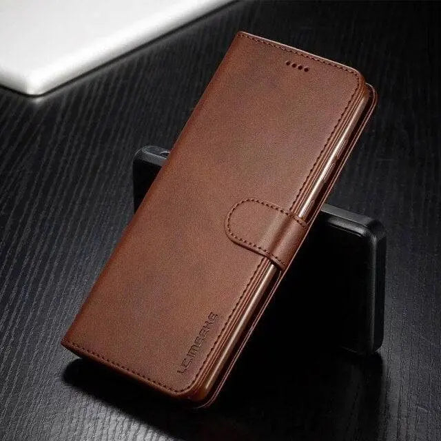 CALORA_ Luxe Vintage Leren Portemonnee Hoes voor Samsung Galaxy Telefoon