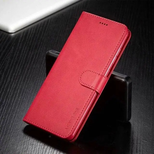 CALORA_ Luxe Vintage Leren Portemonnee Hoes voor Samsung Galaxy Telefoon