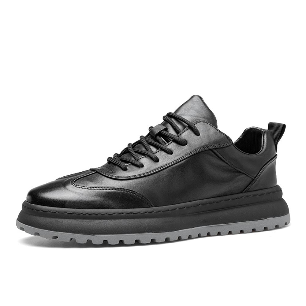 CALORA_ Luxtin | Lage Zwarte Leren Sneakers