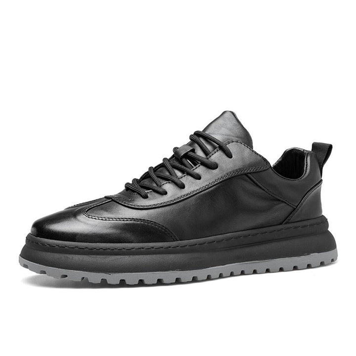 CALORA_ Luxtin | Lage Zwarte Leren Sneakers