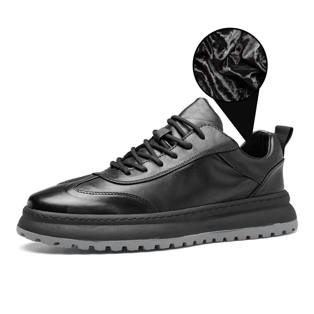 CALORA_ Luxtin | Lage Zwarte Leren Sneakers